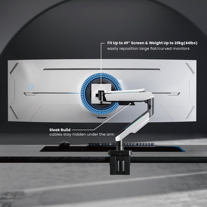 Brateck Single Heavy-Duty Gaming Monitor Arm Fit Most 17'-49' Monitor Up to 20KG, Fit Curved Monitor,  VESA 75x75,100x100 (LS)