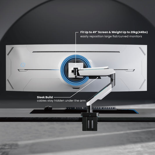 Brateck Single Heavy-Duty Gaming Monitor Arm Fit Most 17'-49' Monitor Up to 20KG, Fit Curved Monitor,  VESA 75x75,100x100 (LS)