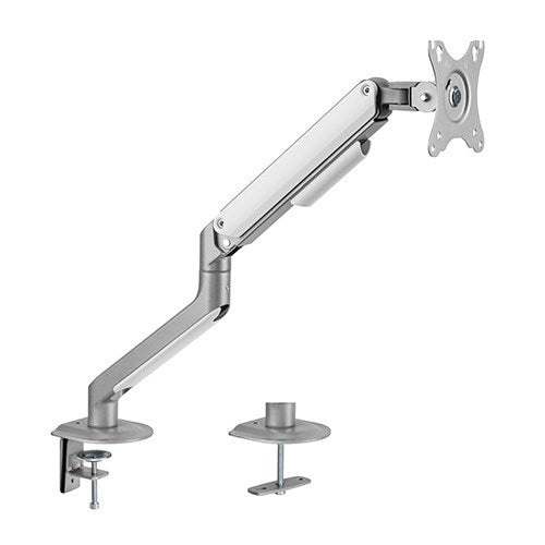 Brateck Single Monitor Economical Spring-Assisted Monitor Arm Fit Most 17'-32' Monitors, Up to 9kg per screen VESA 75x75/100x100 Matte Silver