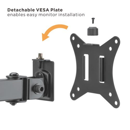 Brateck Dual-Monitor Steel Articulating Monitor Mount Fit Most 17'-32' Monitor Up to 20KG VESA 75x75,100x100(Black)(NEW)