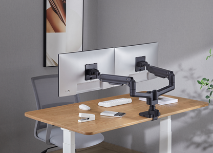 Brateck Fabulous Pole-Mounted Gas Spring Dual Monitor Arm Fit Most 17'-35' Monitors, Up to 20kg per screen VESA 75x75/100x100 Fine Texture Black ï¼ˆLSï¼‰