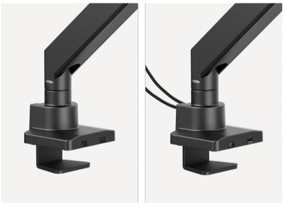 Brateck LDT80-C012UC SUPER HEAVY-DUTY GAS SPRING MONITOR ARM WITH USB-A AND USB-C PORTS For most 17'~57' Monitors, Matte Black(New)