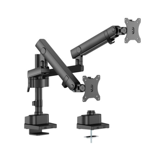 Brateck LDT84-C024P-B Dual Screen Pole-Mounted Heavy-Duty Mechanical Spring Monitor Arm Black
