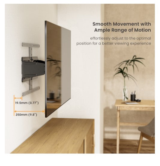 Brateck LPA79-464 ULTRA-SLIM FULL-MOTION TV WALL MOUNT For most 43'-90' TVs (Black) 250x632x432mm (LS)