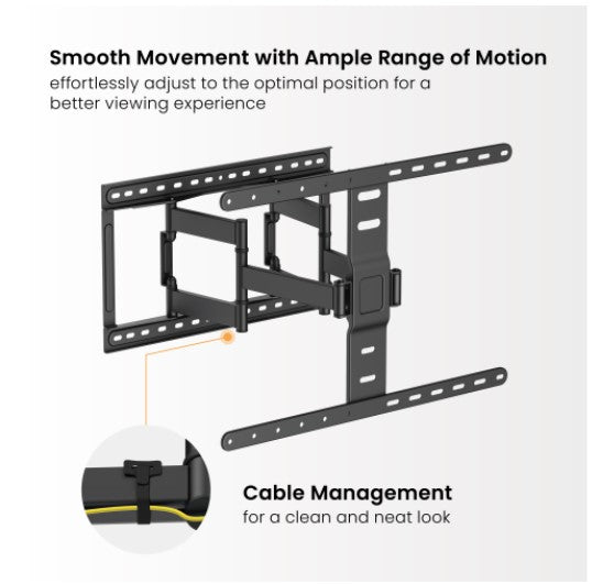 Brateck LPA83-466 MODERN ULTRA-SLIM FULL-MOTION TV WALL MOUNT For most 43'-90' TVs, Weight Capacity:	60kg, 420x509x632mm (LS)