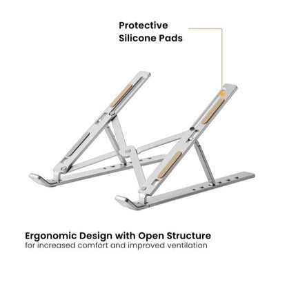 Brateck LPS03-3-03 PORTABLE 6-LEVEL ADJUSTABLE ALUMINUM LAPTOP RISER  For most 11'-15' laptops, tablets and more (Silver) (LS)