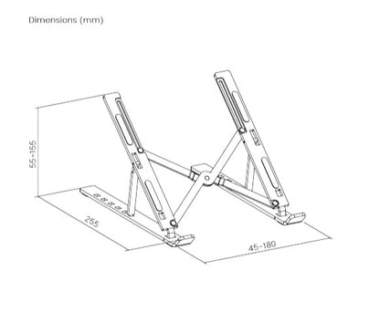 Brateck LPS03-3-03 PORTABLE 6-LEVEL ADJUSTABLE ALUMINUM LAPTOP RISER  For most 11'-15' laptops, tablets and more (Silver) (LS)