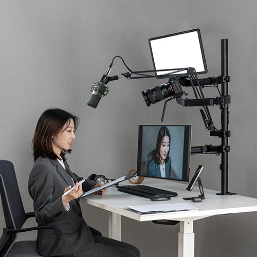 Brateck Single-Monitor All-in-One Studio Setup Desktop Mount Fix 17'-32' Up to 9kg, Fit Curved Monitor, 897x120x1000mm (LS)
