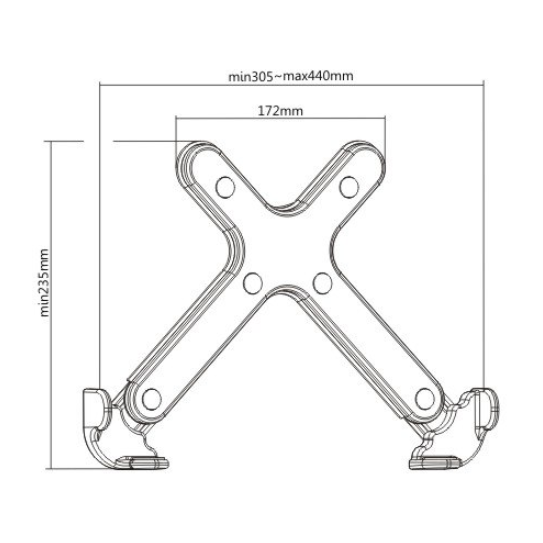 Brateck Steel Laptop Holder Fits 11'-17' Laptops for most desk mounts with standard 75x75/100x100 VESA plate (LS)
