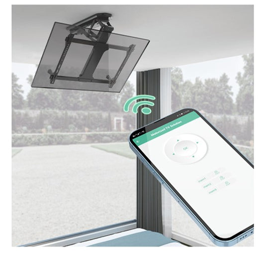 Brateck PLB-M0546AI SMART FLIP DOWN TV CEILING MOUNT POWERED BY TUYA Support most 32' ~ 70' TVs (Black) (LS)