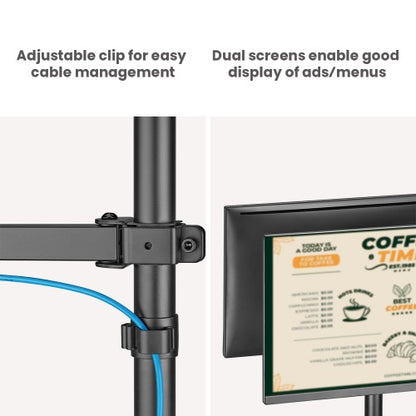 Brateck POS Mounting Solution For Dual Screens (with keyboard tray), Fit Screen Size:17'-32'm, Weight Capacity (per screen): 9kg  (LS)