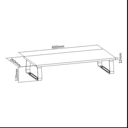 Brateck Timber Desktop Monitor Stand (600x260x120mm) Fit Screen Size 13'-32' Weight Capacity Up to 20kg- Black