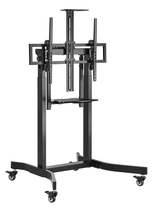 Brateck Deluxe Motorized Large TV Cart with Tilt, Equipment Shelf and Camera Mount Fit 55'-100' Up to 120kg- Matte Black