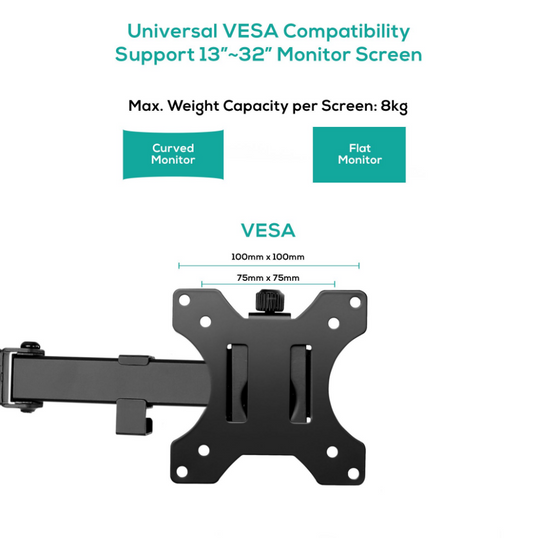 mbeatÂ® Dual-Screen Articulating Monitor Arm with Interchangeable Laptop Holder