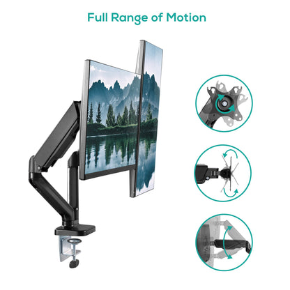 mbeat® activiva ErgoLife Dual Monitor Screen Steel Gas Spring Monitor Arm Built-in Spring Tension Cable Management Net Weight	4kg