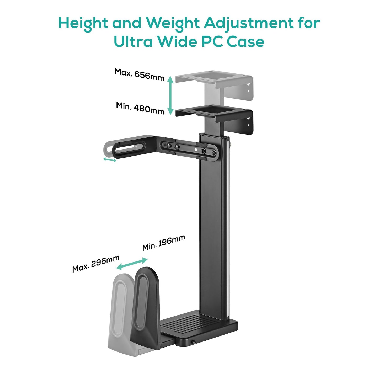 mbeatÂ® activiva Ultra-Wide Adjustable Wall & Under-Desk PC Mount ACA-MNT-CPU01K Heavy-duty weight capacity up to 20kg