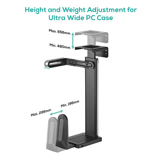 mbeatÂ® activiva Ultra-Wide Adjustable Wall & Under-Desk PC Mount ACA-MNT-CPU01K Heavy-duty weight capacity up to 20kg