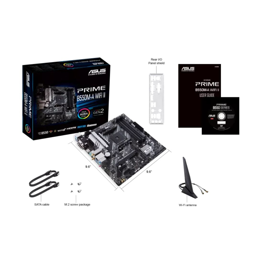 ASUS AMD B550M PRIME B550M-A WIFI II (Ryzen AM4) MicroATX Motherboard, Dual M.2,