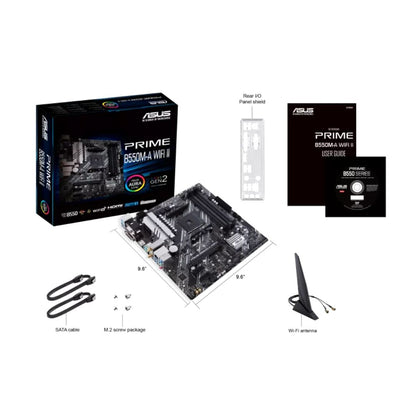 ASUS AMD B550M PRIME B550M-A WIFI II (Ryzen AM4) MicroATX Motherboard, Dual M.2,