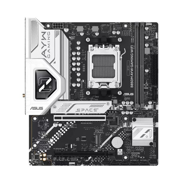 ASUS AMD B850M AYW GAMING WIFI (AM5) Micro-ATX Motherboard, 2DIMM, 128GB DDR5, 8200+MT/s, PCIe5.0  x16, x2 M.2, WiFi6, 2.5GbE, USB 10Gbps, HDMI2.1
