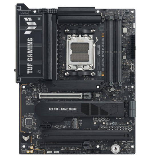 ASUS AMD TUF GAMING X870E-PLUS WIFI7 (AM5) ATX Motherboard, DDR5 Max.256GB, 1x PCIe 5.0 x16 slot, 4x M.2 slots, 4x SATA, Realtek 2.5Gb Ethernet