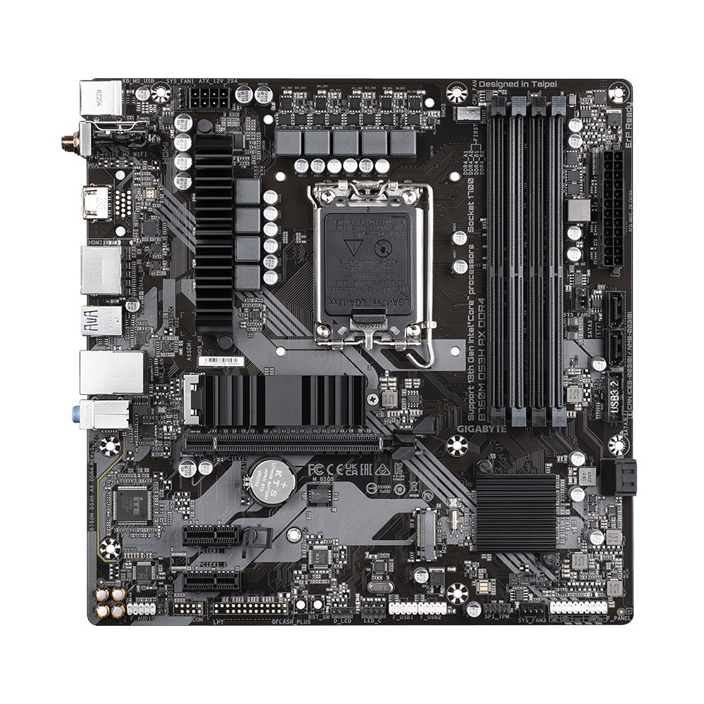 Gigabyte B760M DS3H AX DDR4 Intel LGA 1700 m-ATX Motherboard, 4x DDR4 ~128GB, 1x