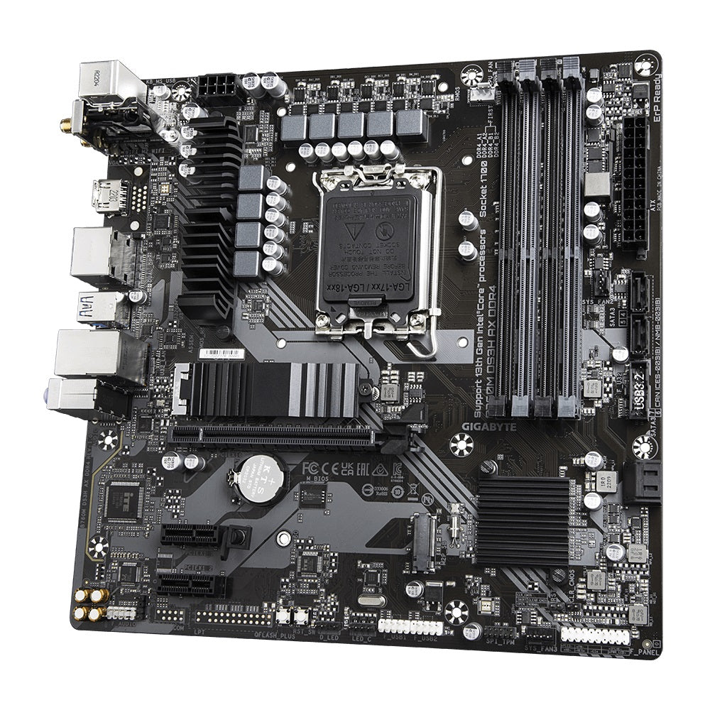 Gigabyte B760M DS3H AX DDR4 Intel LGA 1700 m-ATX Motherboard, 4x DDR4 ~128GB, 1x