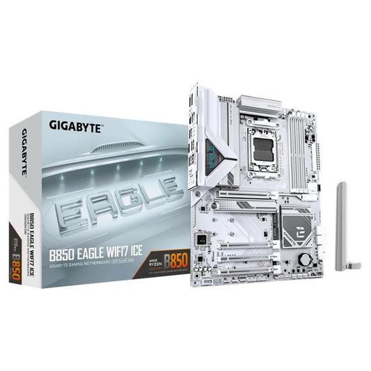 Gigabyte B850 EAGLE WF7 ICE, AMD AM5, 4 x DDR5 up to 256 GB,  1 x HDMI, 4 x PCI Express x16, 3 x M.2, 6 x USB 3.2, 2.5GbE LAN