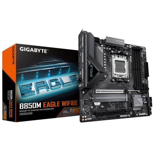 Gigabyte B850M EAGLE WF6E , AMD AM5, 4 x DDR5 up to 256 GB,  1 x HDMI, 1 x PCI Express x16, 2 x M.2, 4 x SATA, 1x USB 3.2