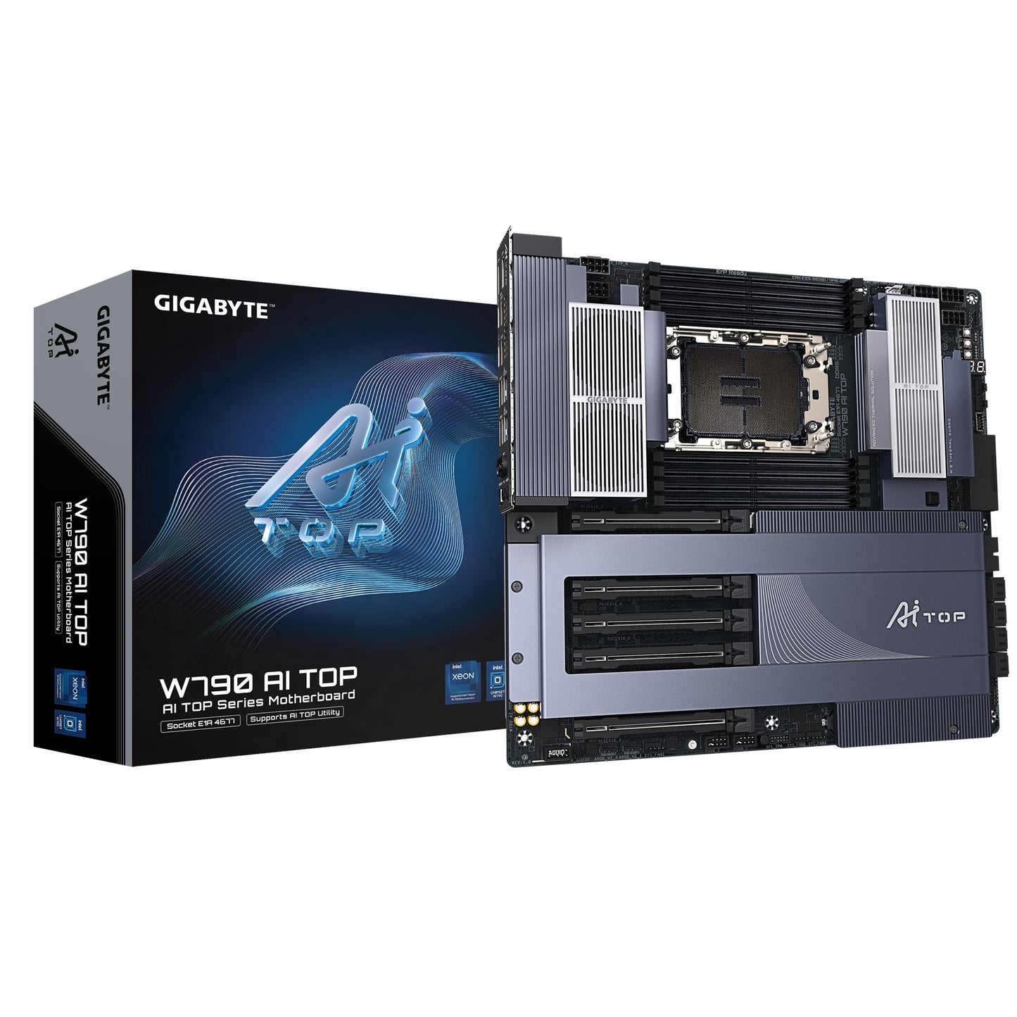 Gigabyte W790 AI TOP Motherboard, Intel® W790,  5 x PCI Express x16 slots, 6x M
