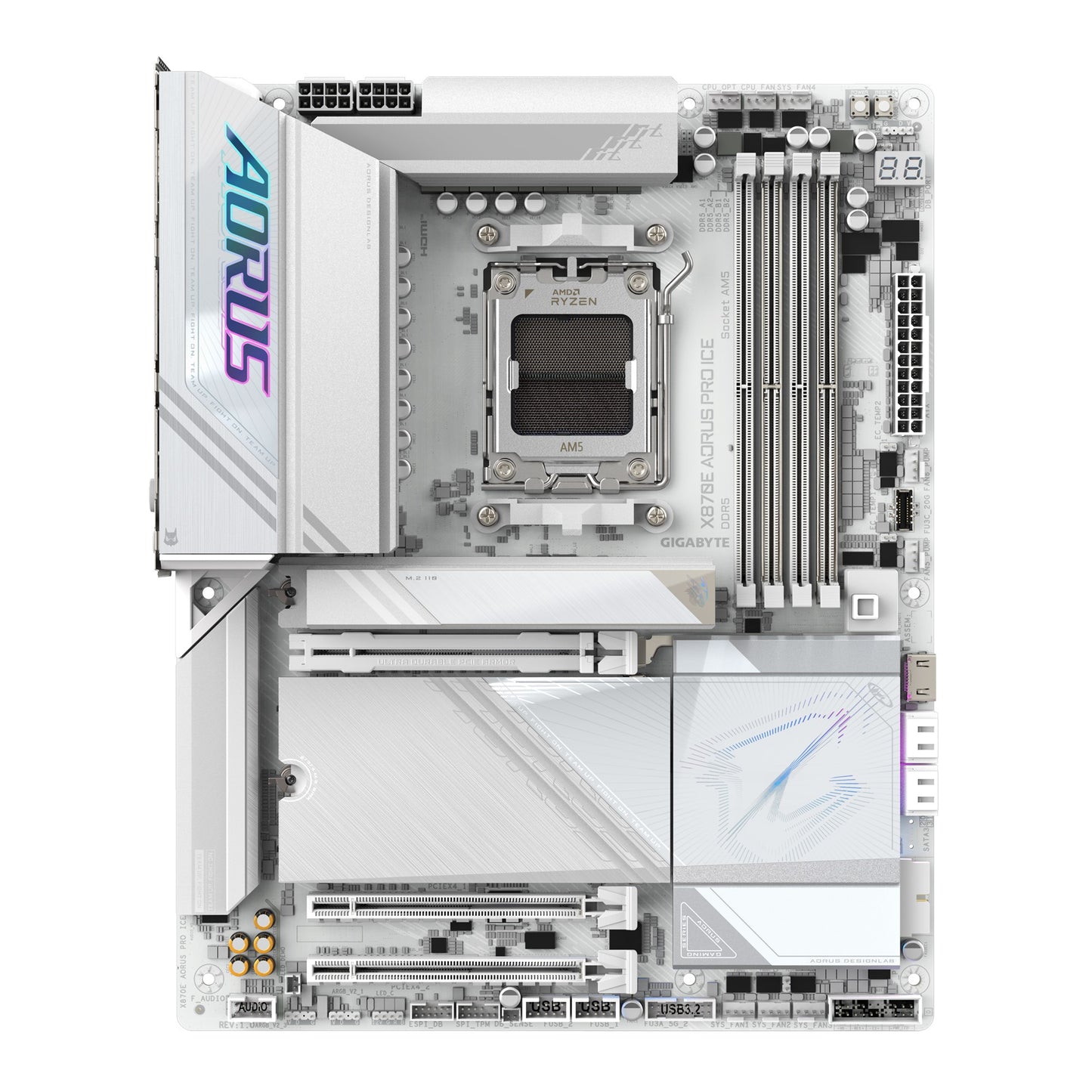 Gigabyte X870E AORUS PRO ICE AMD AM5 ATX Motherboard 4x DDR5~256GB,3x PCIe x16,