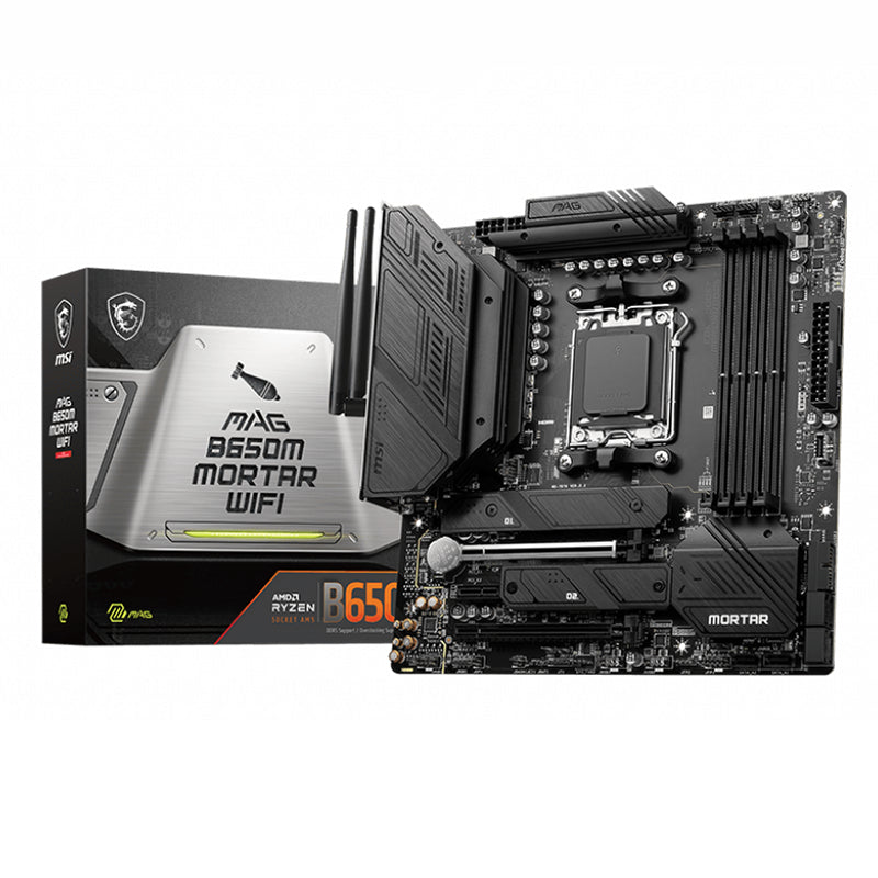 MSI MAG B650M MORTAR WIFI AMD AM5 mATX Motherboard, 4x DDR5 ~128GB, 1x PCI-E x16