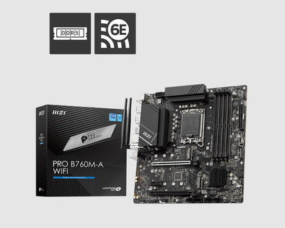MSI PRO B760M A WIFI ATX Motherboard, 4x DDR5~256GB, 2x HDMI™,  2x PCI-E x 16,