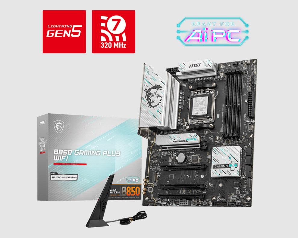 MSI B850 GAMING PLUS WIFI, AM5, 4x DDR5 256GB, 1x HDMI, 4x PCI-E x16 slot, 3x M.