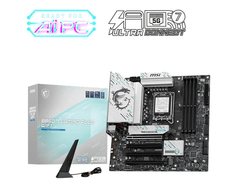 MSI B860M GAMING PLUS WIFI, INTEL B860, 4x DDR5 256GB, 1x HDMI, 4x PCI-E x16, 3x M.2, 4x SATA, 6x USB 2.0, Intel® Killer™ BE1750x Wi-Fi 7