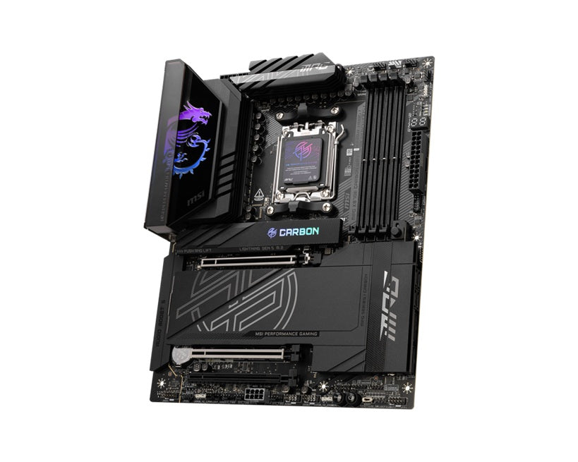 MSI MPG X870E CARBON WIFI, AMD AM5 ATX Motherboard 4x DDR5~256GB, 3x PCIe x16, 4x M.2, 9x USB 3.2, 4x USB-C