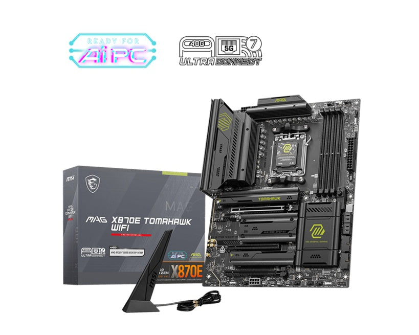MSI MAG X870E TOMAHAWK WIFI: AM5, Ryzen 9000/8000/7000, DDR5-8400+, PCIe 5.0, Gen5 M.2, USB-C 40Gbps, Wi-Fi 7, BT 5.4, 5G LAN, HDMI 8K, Audio Boost 5