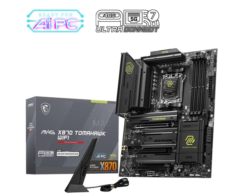 MSI MAG X870 TOMAHAWK WIFI, AMD AM5 ATX Motherboard 4x DDR5~256GB, 3x PCIe x16,