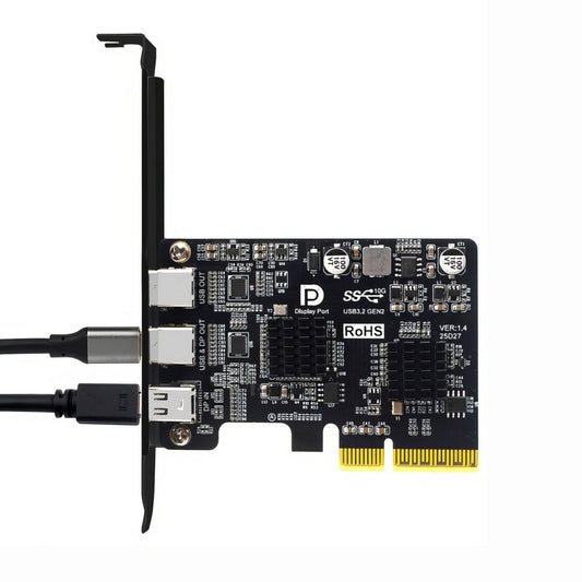 Simplecom EC365 PCIe x4 to 2-Port USB 3.2 Gen II Type-C with Mini DisplayPort Input for USB-C DP Alt Mode Expansion Card