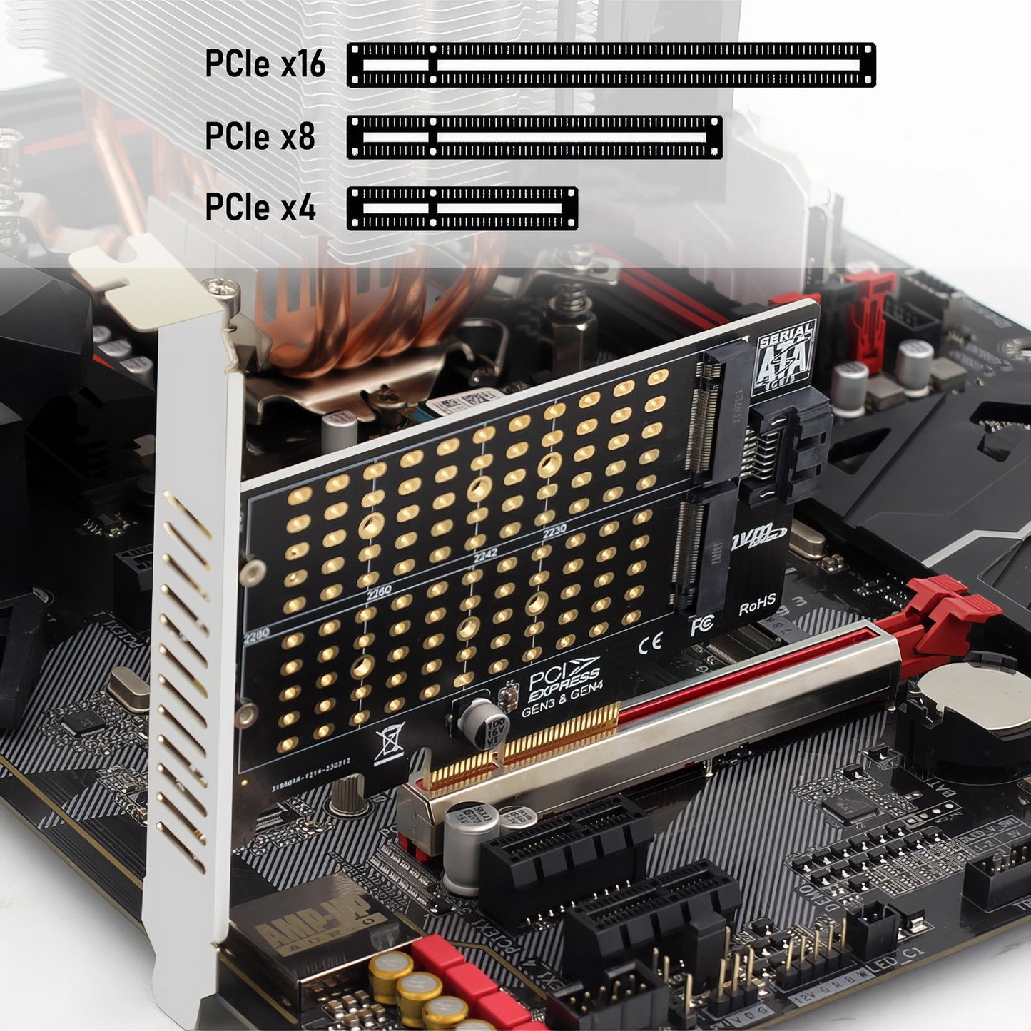 (LS)Simplecom EC412v2 NVMe and SATA M.2 SSD to PCIe x4 Expansion Card