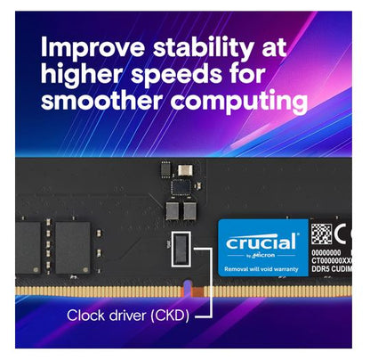 Crucial 64GB (1x64GB) DDR5 CUDIMM 6400MHZ CL52 Desktop PC Memory for Intel Core