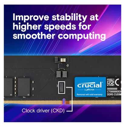 Crucial 64GB (2x32GB) DDR5 CUDIMM 6400MHZ CL52 Desktop PC Memory for Intel Core