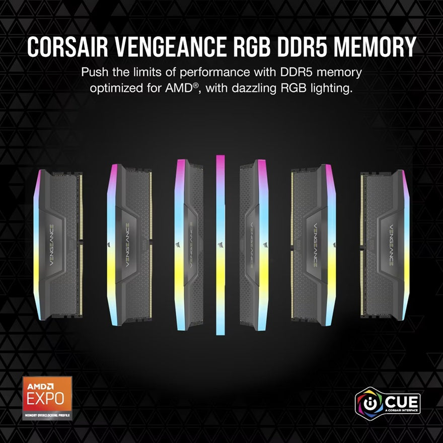Corsair Vengeance RGB 32GB (2x16GB) DDR5 DRAM 6400MT/s CL32 AMD EXPO & Intel XMP