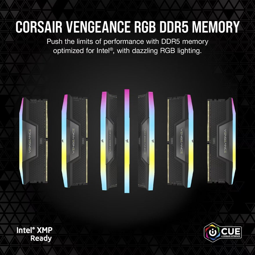 Corsair Vengeance RGB 32GB (2x16GB) DDR5 DRAM 6000MT/s CL38 Memory Kit â€” Black