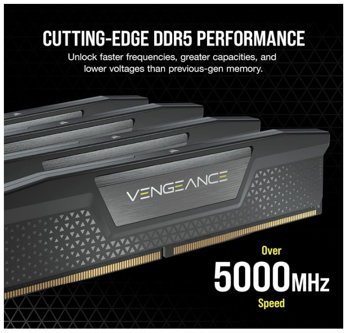 Corsair Vengeance 96GB (2x48GB) DDR5 UDIMM 5600MHz C40 1.25V Desktop Gaming Memo