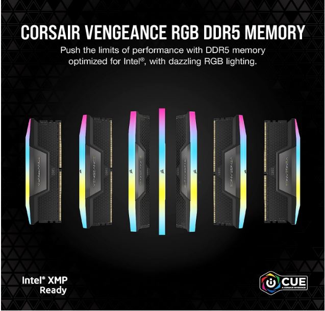 Corsair Vengeance RGB 64GB (2x32GB) DDR5 UDIMM 5600MHz C36 1.25V Desktop Gaming