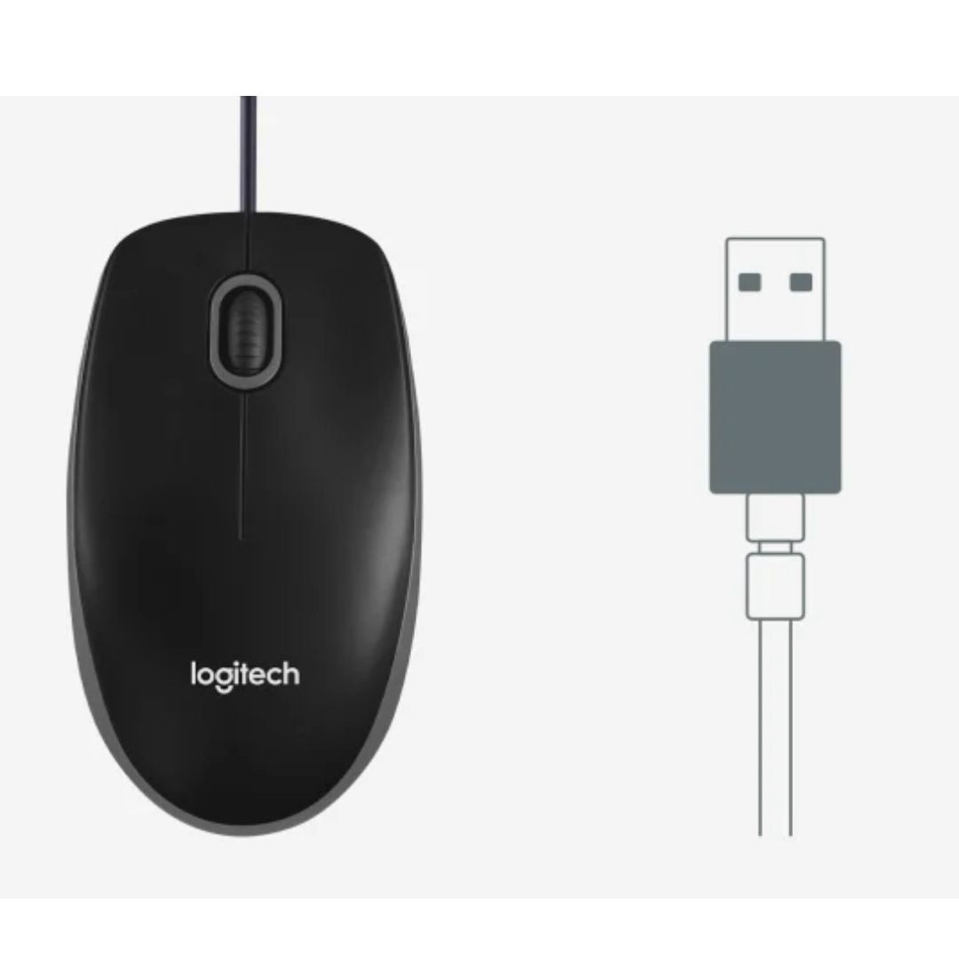 Logitech B100 Optical USB Mouse 800dpi for PC Laptop Mac Tux Full Size Comfort s
