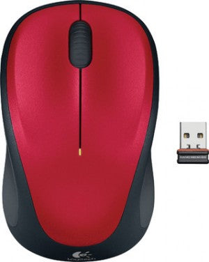 Logitech M235 Wireless Mouse — Red, Contoured Design, Advanced Optical Tracking