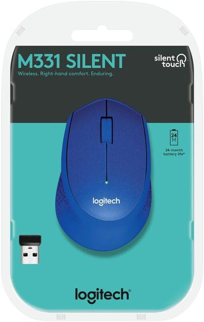 Logitech M331 SILENT PLUS  Wireless Mouse Blue  DPI (Min/Max): 1000±  1-Year Li