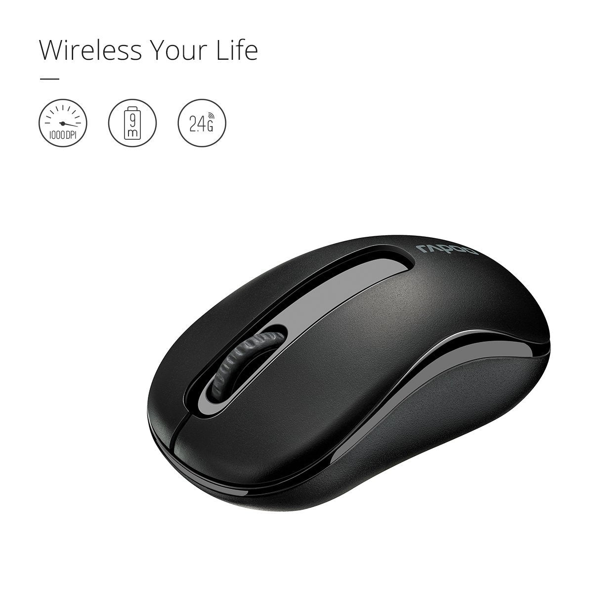 RAPOO M10 PLUS  2.4GHz Wireless Optical Mouse Black - 1000dpi 3Keys